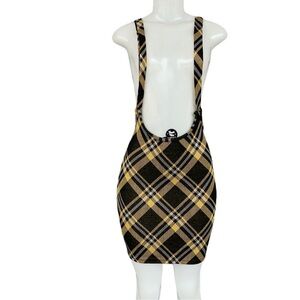 Rainbow Black and Yellow Plaid Mini Skirt Size M